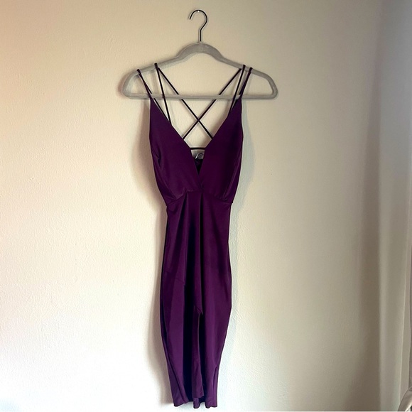 Plum Fashion Nova Cocktail Dress with Slit - Picture 1 of 3